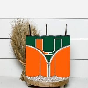 Miami Hurricanes - Zipper 20 oz Skinny Inspired Tumblers. Miami